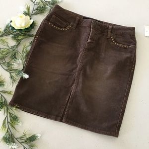 Guess slate brown cowgirl corduroy skirt sz 26